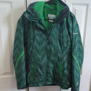 Columbia Kids Striped Green Raincoat